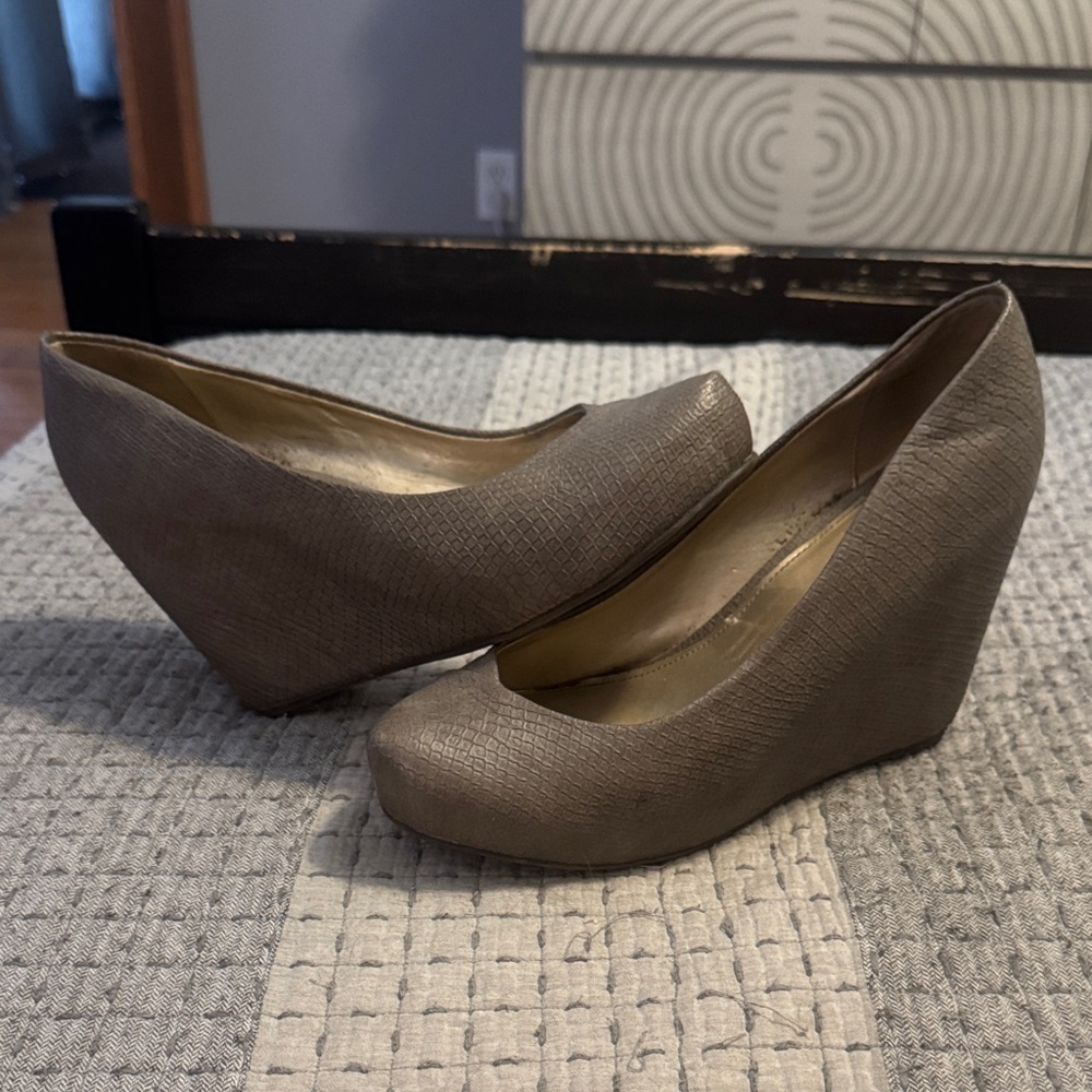 Elegant Grey Wedge Heels